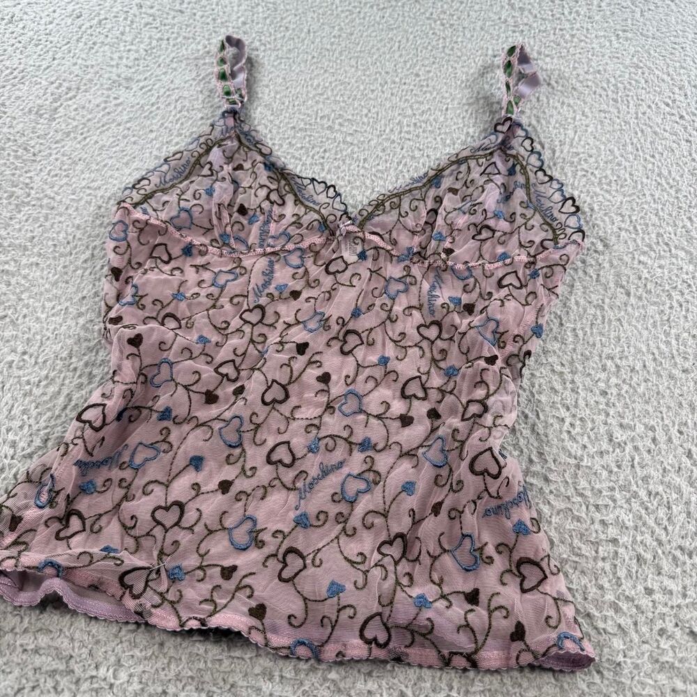 Rare Moschino Lingerie purple embroidered mesh heart cami slip tank top ๐ - Picture 2 of 8